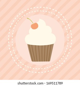 Vector hand drawn cupcake greeting card