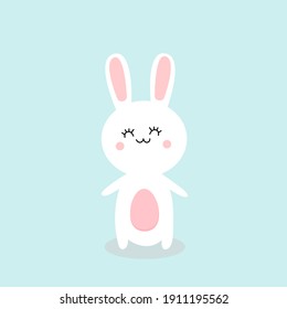Un lindo conejito dibujado a mano del vector. Afiche infantil lindo. Cartel en la pared. Postal infantil. Feliz Pascua. Conejo de Pascua