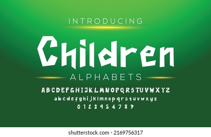 Vector hand drawn cute cartoon typography english letters set in different color. Uppercase and lowercase latin characters, and special symbols.