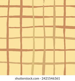 Vector hand drawn cute checkered pattern. Doodle Plaid geometrical simple texture. Crossing lines. Abstract cute delicate pattern ideal for fabric, textile, wallpaper.