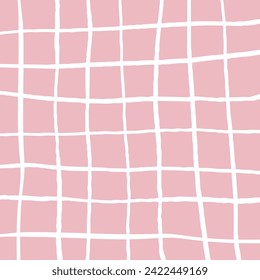 Vector hand drawn cute checkered pattern. Doodle Plaid geometrical simple texture. Crossing lines. Abstract cute delicate pattern ideal for fabric, textile, wallpaper.