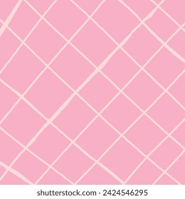Vector hand drawn cute checkered pattern. Plaid geometrical simple texture. Crossing lines. Abstract cute delicate pattern ideal for fabric, textile, wallpaper
