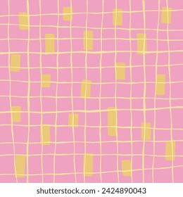 Vector hand drawn cute checkered pattern. Doodle Plaid geometrical simple texture. Crossing lines. Abstract cute delicate pattern ideal for fabric, textile, wallpaper.