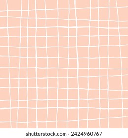 Vector hand drawn cute checkered pattern. Doodle Plaid geometrical simple texture. Crossing lines. Abstract cute delicate pattern ideal for fabric, textile, wallpaper.