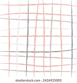 Vector hand drawn cute checkered pattern. Doodle Plaid geometrical simple texture. Crossing lines. Abstract cute delicate pattern ideal for fabric, textile, wallpaper.