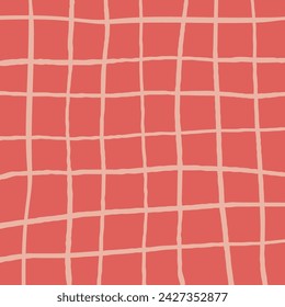 Vector hand drawn cute checkered pattern. Doodle Plaid geometrical simple texture. Crossing lines. Abstract cute delicate pattern ideal for fabric, textile, wallpaper.
