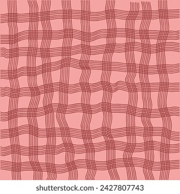 Vector hand drawn cute checkered pattern. Doodle Plaid geometrical simple texture. Messy a lot of wavy Crossing lines. Abstract cute delicate pattern ideal for fabric, textile, wallpaper.
