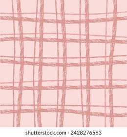 Vector hand drawn cute checkered pattern. Doodle Plaid geometrical simple texture. Crossing lines. Abstract cute delicate pattern ideal for fabric, textile, wallpaper.