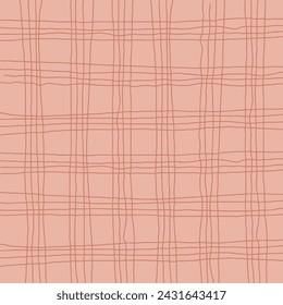 Vector hand drawn cute checkered pattern. Doodle Plaid geometrical simple texture. Crossing lines. Abstract cute delicate pattern ideal for fabric, textile, wallpaper.