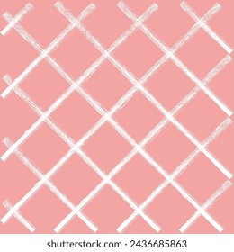 Vector hand drawn cute checkered pattern. Doodle Plaid geometrical brush texture. Crossing crayon chalk lines. Abstract cute delicate pattern ideal for fabric, textile, wallpaper.