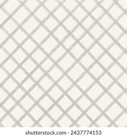 Vector hand drawn cute checkered pattern. Doodle Plaid crayon brush texture. Crossing lines. Abstract cute delicate pattern ideal for fabric, textile, wallpaper.