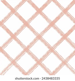 Vector hand drawn cute checkered pattern. Doodle Plaid geometrical simple texture. Crossing lines. Abstract cute delicate pattern ideal for fabric, textile, wallpaper.