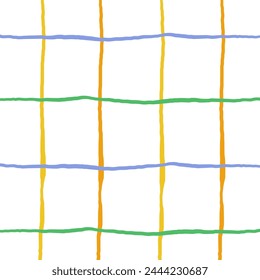 Vector hand drawn cute checkered pattern. Doodle Plaid geometrical simple texture. Crossing lines. Abstract cute delicate pattern ideal for fabric, textile, wallpaper.