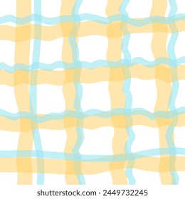 Vector hand drawn cute checkered pattern. pastel cottagecore Doodle Plaid geometrical simple texture. Crossing lines. Abstract cute delicate pattern