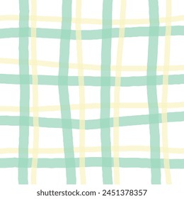 Vector hand drawn cute checkered pattern. cottagecore Doodle Plaid geometrical semitransparent simple texture. Crossing lines. Abstract cute delicate pattern.