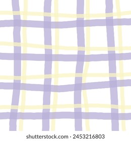 Vector hand drawn cute checkered pattern. cottagecore Doodle Plaid geometrical semitransparent simple texture. Crossing lines. Abstract cute delicate pattern.