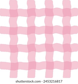 Vector hand drawn cute checkered pattern. cottagecore Doodle Plaid geometrical semitransparent simple texture. Crossing lines. Abstract cute delicate pattern.