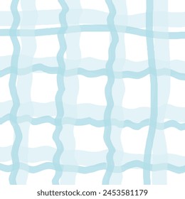 Vector hand drawn cute checkered pattern. pastel cottagecore Doodle Plaid geometrical simple texture. Crossing lines. Abstract cute delicate pattern