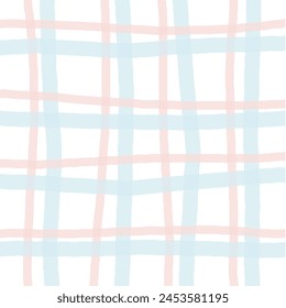 Vector hand drawn cute checkered pattern. cottagecore Doodle Plaid geometrical semitransparent simple texture. Crossing lines. Abstract cute delicate pattern.