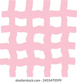 Vector hand drawn cute checkered pattern. cottagecore Doodle Plaid geometrical semitransparent simple texture. Crossing lines. Abstract cute delicate pattern.