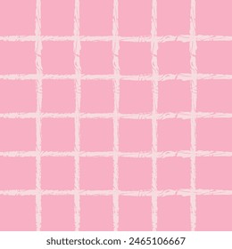 Vector hand drawn cute checkered pattern. cottagecore Doodle Plaid geometrical semitransparent simple texture. Crossing lines. Abstract cute delicate pattern.