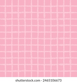 Vector hand drawn cute checkered pattern. cottagecore Doodle Plaid geometrical semitransparent simple texture. Crossing lines. Abstract cute delicate pattern.