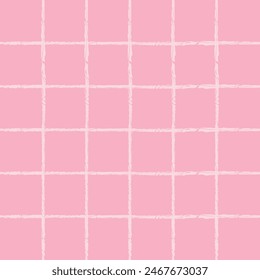 Vector hand drawn cute checkered pattern. cottagecore Doodle Plaid geometrical semitransparent simple texture. Crossing lines. Abstract cute delicate pattern.