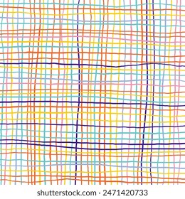 Vector hand drawn cute checkered pattern. Doodle Plaid geometrical simple texture. Crossing lines. Abstract cute delicate pattern ideal for fabric, textile, wallpaper.