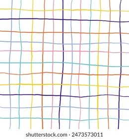 Vector hand drawn cute checkered pattern. Doodle Plaid geometrical simple texture. Crossing lines. Abstract cute delicate pattern ideal for fabric, textile, wallpaper.