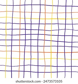 Vector hand drawn cute checkered pattern. Doodle Plaid geometrical simple texture. Crossing lines. Abstract cute delicate pattern ideal for fabric, textile, wallpaper.