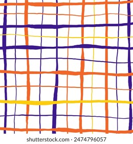 Vector hand drawn cute checkered pattern. Doodle Plaid geometrical simple texture. Crossing lines. Abstract cute delicate pattern ideal for fabric, textile, wallpaper.