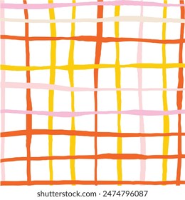 Vector hand drawn cute checkered pattern. Doodle Plaid geometrical simple texture. Crossing lines. Abstract cute delicate pattern ideal for fabric, textile, wallpaper.