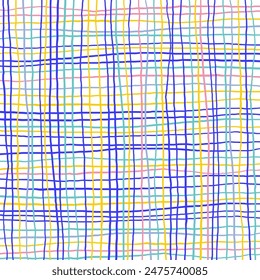 Vector hand drawn cute checkered pattern. Doodle Plaid geometrical simple texture. Crossing lines. Abstract cute delicate pattern ideal for fabric, textile, wallpaper.