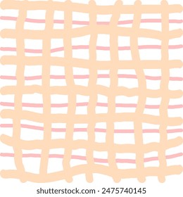 Vector hand drawn cute checkered pattern. Doodle Plaid geometrical simple texture. Crossing lines. Abstract cute delicate pattern ideal for fabric, textile, wallpaper.