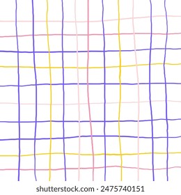 Vector dibujado a mano lindo patrón a cuadros. Doodle a cuadros de textura simple geométrica. Cruzando líneas. Abstractas lindo patrón delicado ideal para tela, textil, Fondo de pantalla.