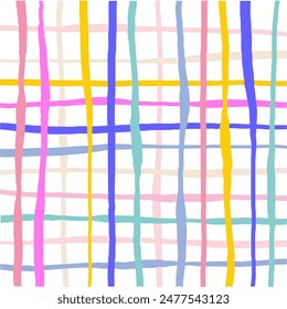 Vector dibujado a mano lindo patrón a cuadros. Doodle a cuadros de textura simple geométrica. Cruzando líneas. Abstractas lindo patrón delicado ideal para tela, textil, Fondo de pantalla.