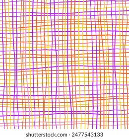 Vector hand drawn cute checkered pattern. Doodle Plaid geometrical simple texture. Crossing lines. Abstract cute delicate pattern ideal for fabric, textile, wallpaper.