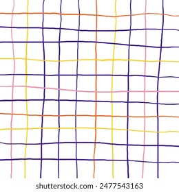 Vector hand drawn cute checkered pattern. Doodle Plaid geometrical simple texture. Crossing lines. Abstract cute delicate pattern ideal for fabric, textile, wallpaper.