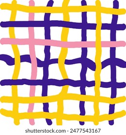 Vector hand drawn cute checkered pattern. Doodle Plaid geometrical simple texture. Crossing lines. Abstract cute delicate pattern ideal for fabric, textile, wallpaper.