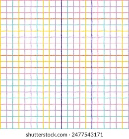 Vector hand drawn cute checkered pattern. Doodle Plaid geometrical simple texture. Crossing diagonal lines. Abstract cute delicate pattern ideal for fabric, textile, wallpaper.