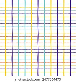 Vector hand drawn cute checkered pattern. Doodle Plaid geometrical simple texture. Crossing diagonal lines. Abstract cute delicate pattern ideal for fabric, textile, wallpaper.