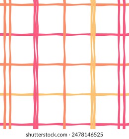 Vektorgrafik Handgezeichnetes niedliches Schachbrettmuster. Doodle Plaid geometrische einfache Textur. Überqueren von Linien. Abstraktes niedliches zartes Muster, ideal für Stoff, Textil, Bildschirmhintergrund.