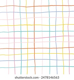 Vector hand drawn cute checkered pattern. Doodle Plaid geometrical simple texture. Crossing lines. Abstract cute delicate pattern ideal for fabric, textile, wallpaper.
