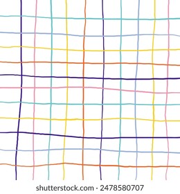 Vector hand drawn cute checkered pattern. Doodle Plaid geometrical simple texture. Crossing lines. Abstract cute delicate pattern ideal for fabric, textile, wallpaper.