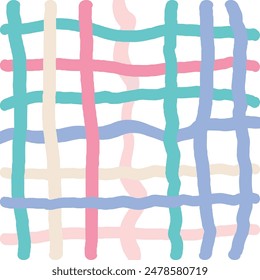 Vector dibujado a mano lindo patrón a cuadros. Doodle a cuadros de textura simple geométrica. Cruzando líneas. Abstractas lindo patrón delicado ideal para tela, textil, Fondo de pantalla.
