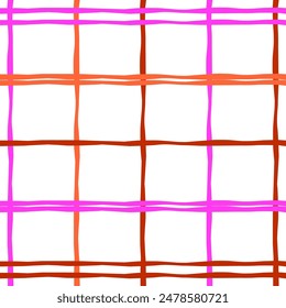 Vector hand drawn cute checkered pattern. Doodle Plaid geometrical simple texture. Crossing lines. Abstract cute delicate pattern ideal for fabric, textile, wallpaper.