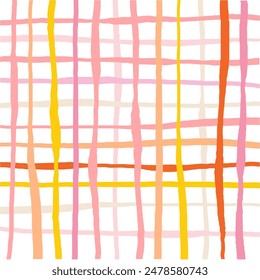 Vector dibujado a mano lindo patrón a cuadros. Doodle a cuadros de textura simple geométrica. Cruzando líneas. Abstractas lindo patrón delicado ideal para tela, textil, Fondo de pantalla.