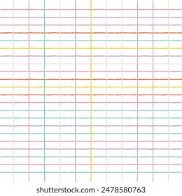 Vector hand drawn cute checkered pattern. Doodle Plaid geometrical simple texture. Crossing diagonal lines. Abstract cute delicate pattern ideal for fabric, textile, wallpaper.