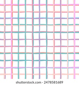 Vector dibujado a mano lindo patrón a cuadros. Doodle a cuadros de textura simple geométrica. Cruzando líneas. Abstractas lindo patrón delicado ideal para tela, textil, Fondo de pantalla.