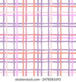 Vector hand drawn cute checkered pattern. Doodle Plaid geometrical simple texture. Crossing lines. Abstract cute delicate pattern ideal for fabric, textile, wallpaper.